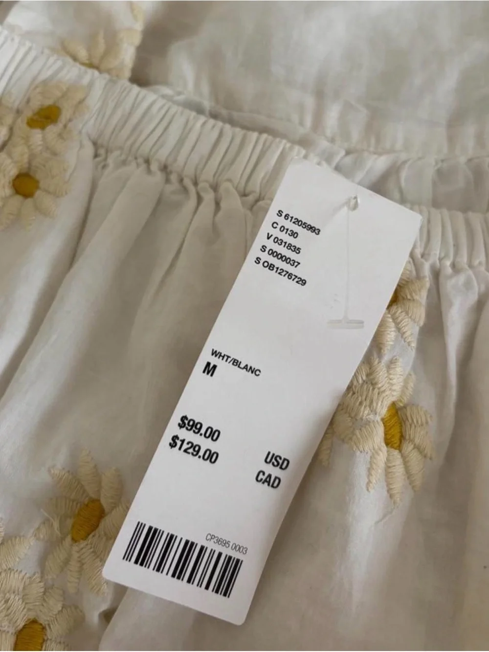 Urban Outfitters White Mini Dress with Yellow Floral Embroidery